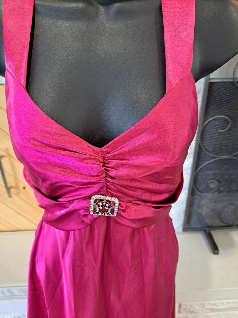 Vtg Jessica McClintock Gunne Sax Pink Satin Evening Gown Dress Rhinestone 5 USA - Picture 3 of 13